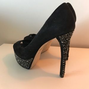 Brian Atwood Platform Peep-Toe Swarovski Heels