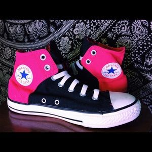 Pink And Black High Top Converse