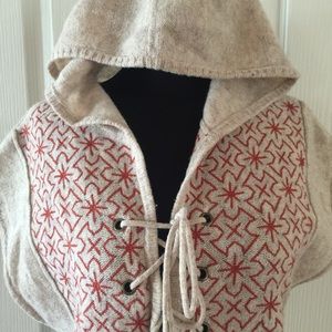 Free People Hooded Sleeveless Sweater,Size M