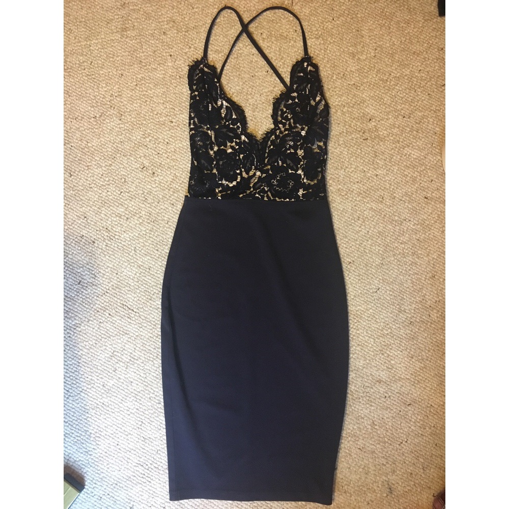 Navy sexy lace misguided dress