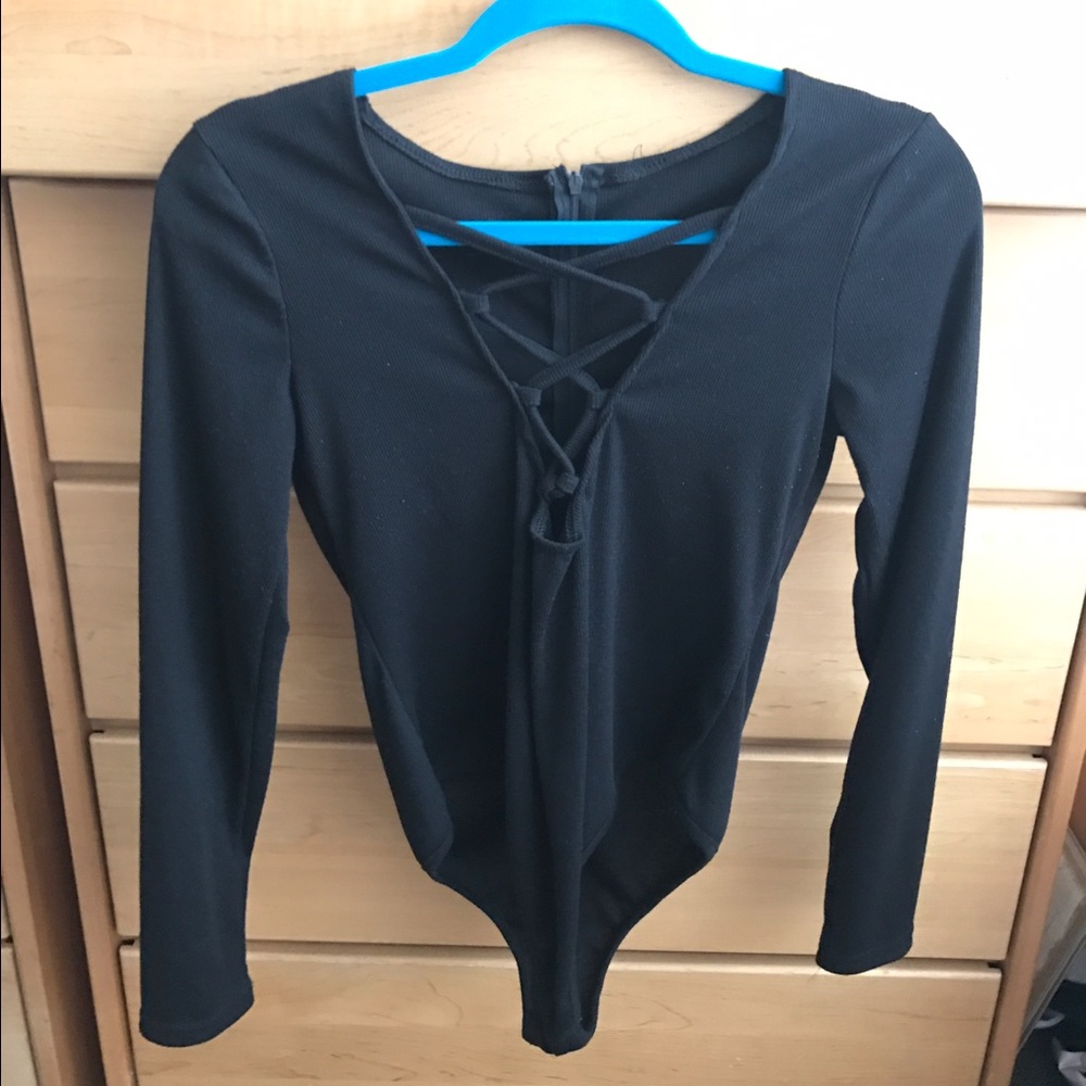 Long sleeve lace up body suit