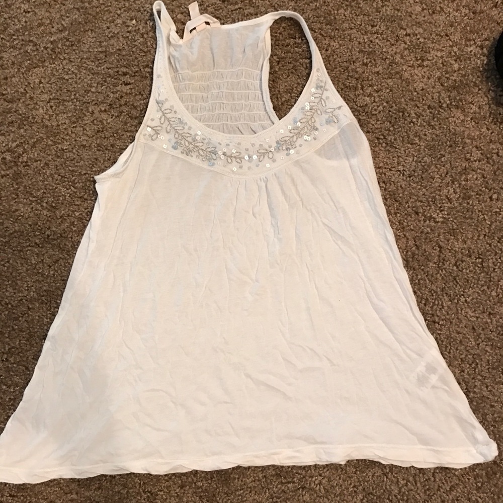 NEW RACERBACK FLOWY AREO TANK TOP SUPER CUTE WHITE