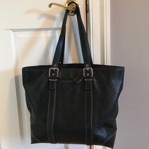 Black leather Coach tote