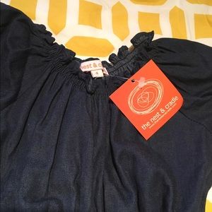 Girls size 4T dark denim chambray dress NWT