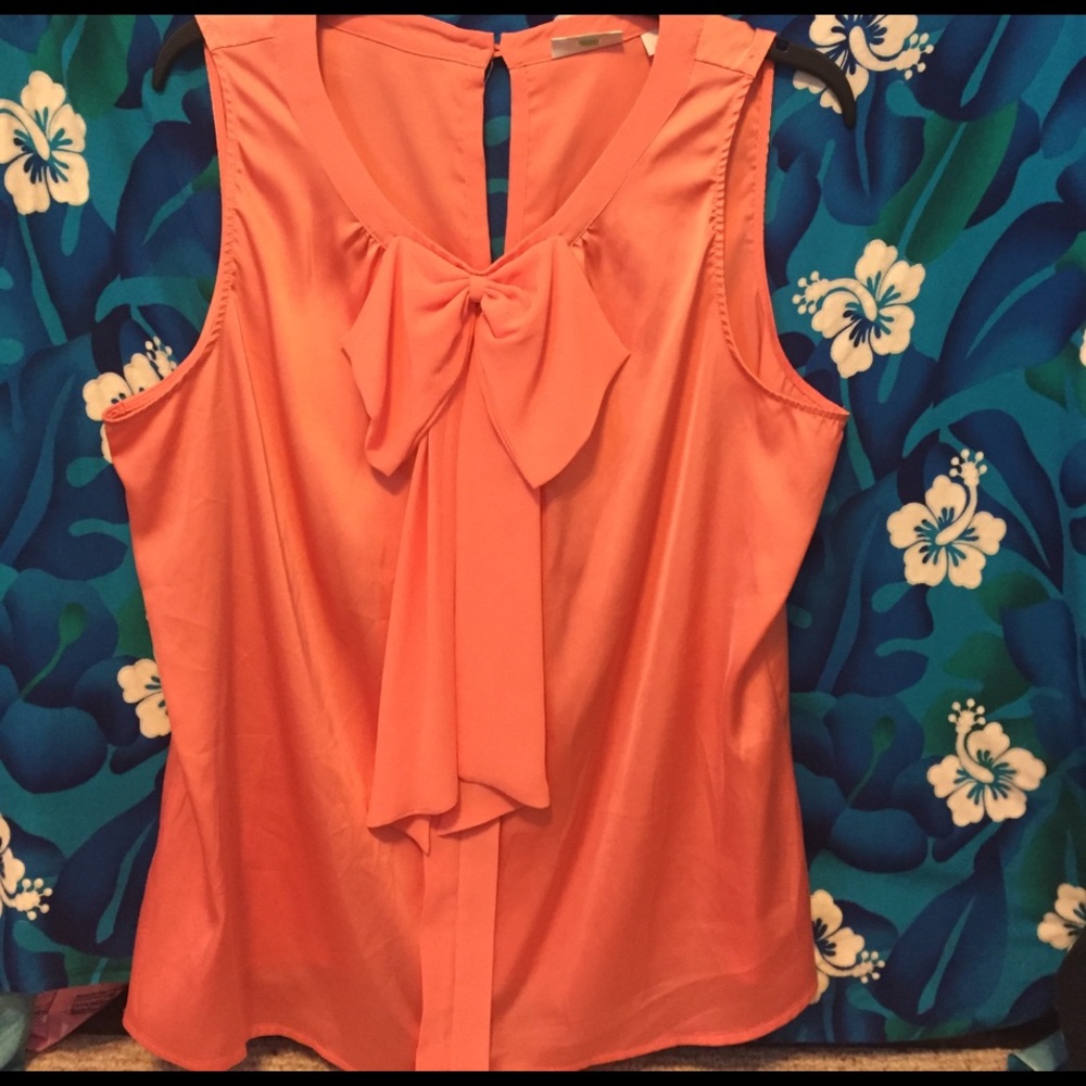 New York & Co. Coral Front Bow Shirt