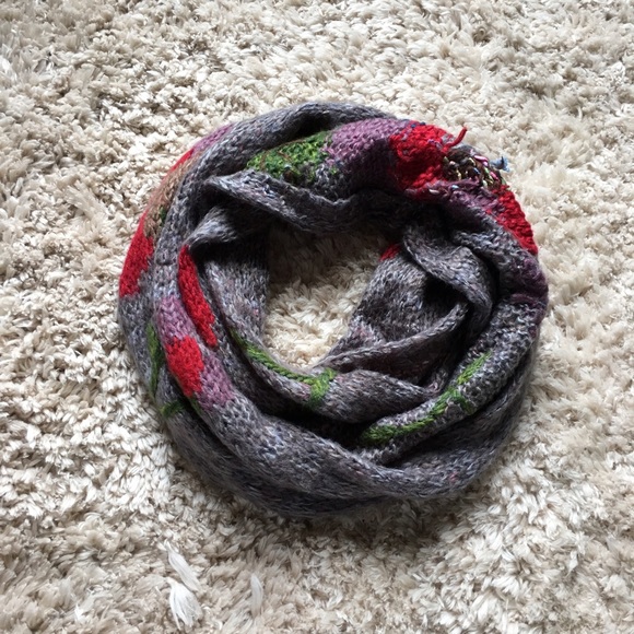 Anthropologie Accessories - Anthropologie grey floral infinity scarf