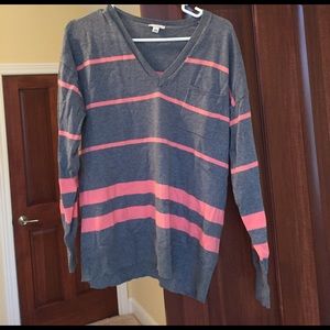 Large gap gray and pink striped sweater cotton
