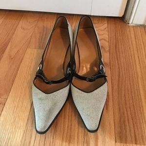 Black/white Hermes kitten heel MaryJane, size 6/36