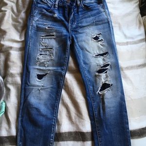 AE distressed crop jeans high waisted