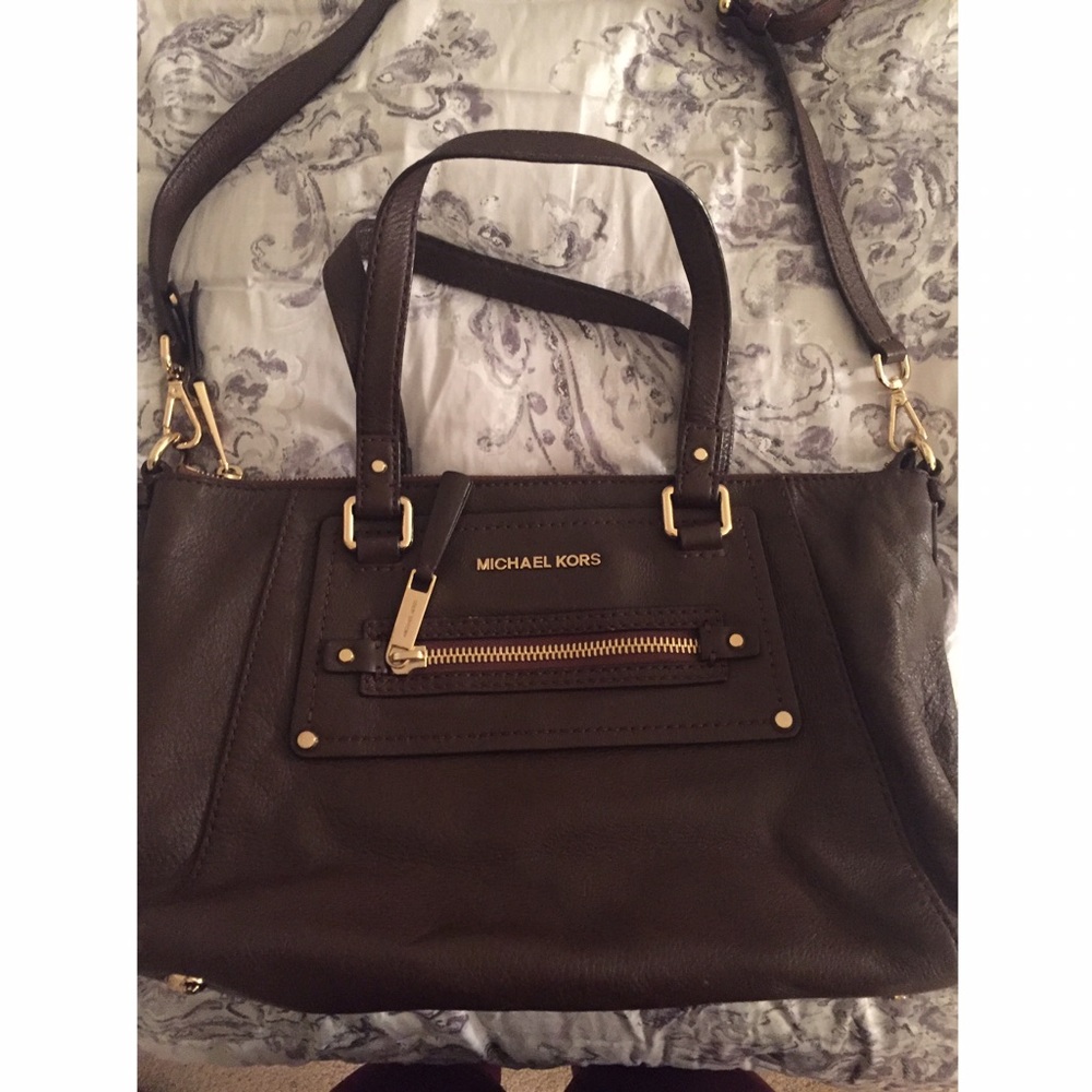Brown Leather MK satchel