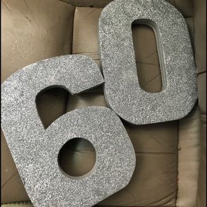 Silver glitter wood block number 60