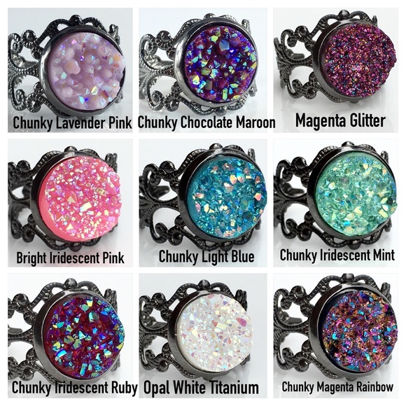 3 for 15🎀 Faux druzy Gunmetal filagree rings - Picture 5 of 8