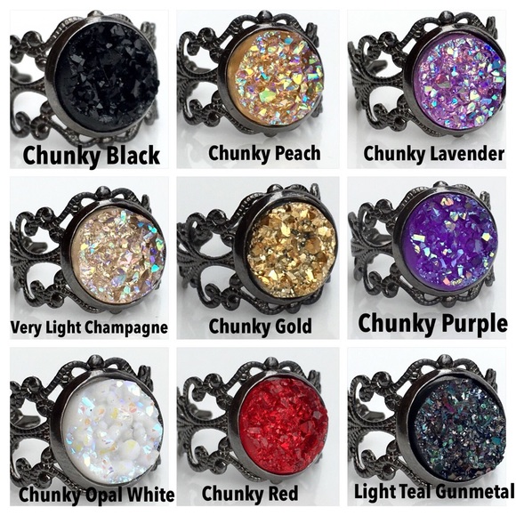 3 for 15🎀 Faux druzy Gunmetal filagree rings - Picture 4 of 8