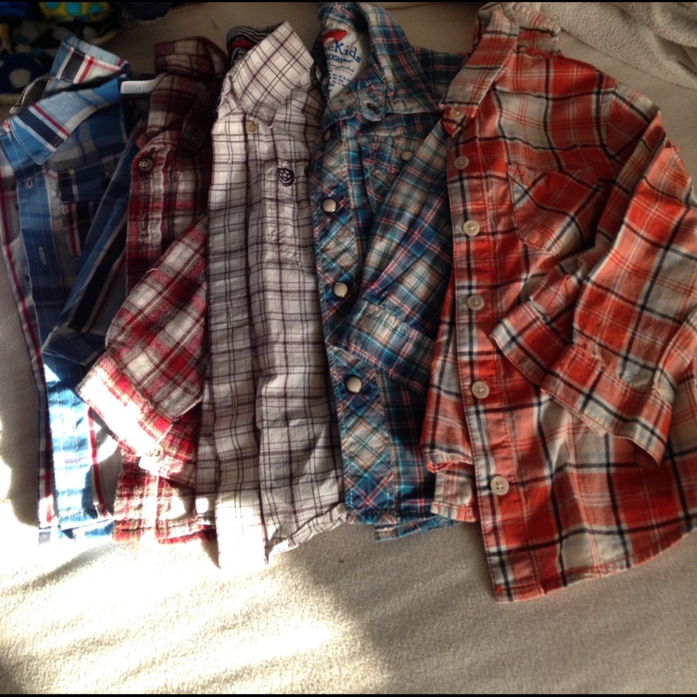 (5) 3T boys button down long sleeve shirts