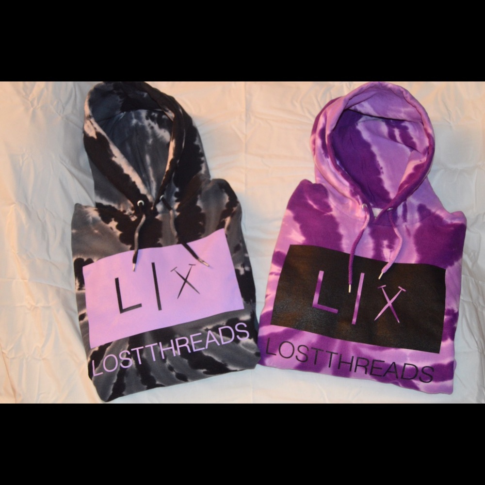 Lost Threads Black&Purple tie dye hoodies