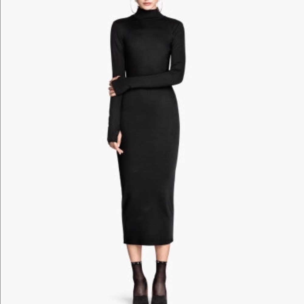 Long Black Turtleneck Dress