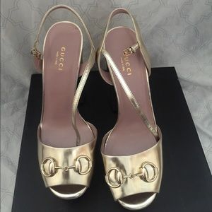 Gucci metallic platform sandals