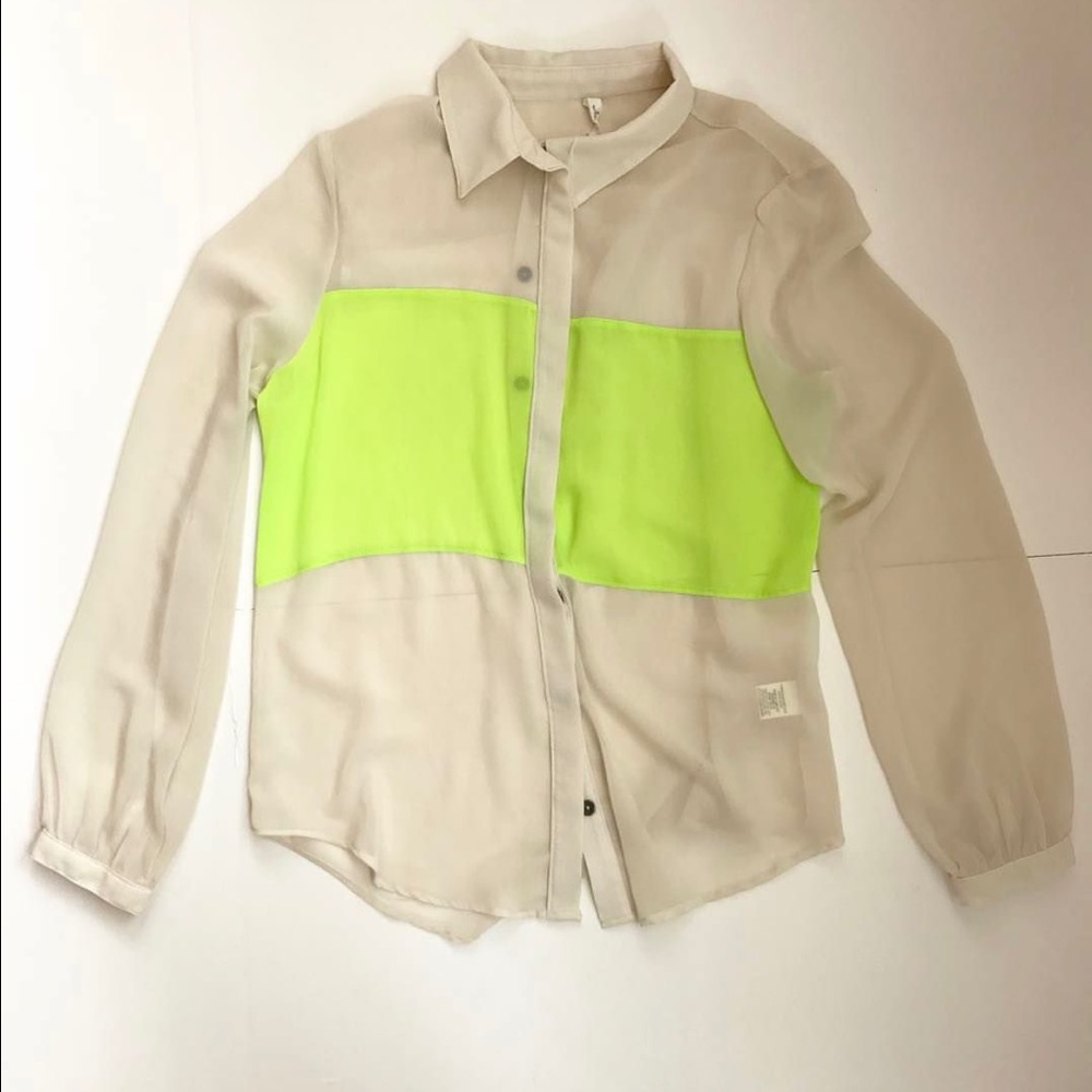 Neon stripe button down