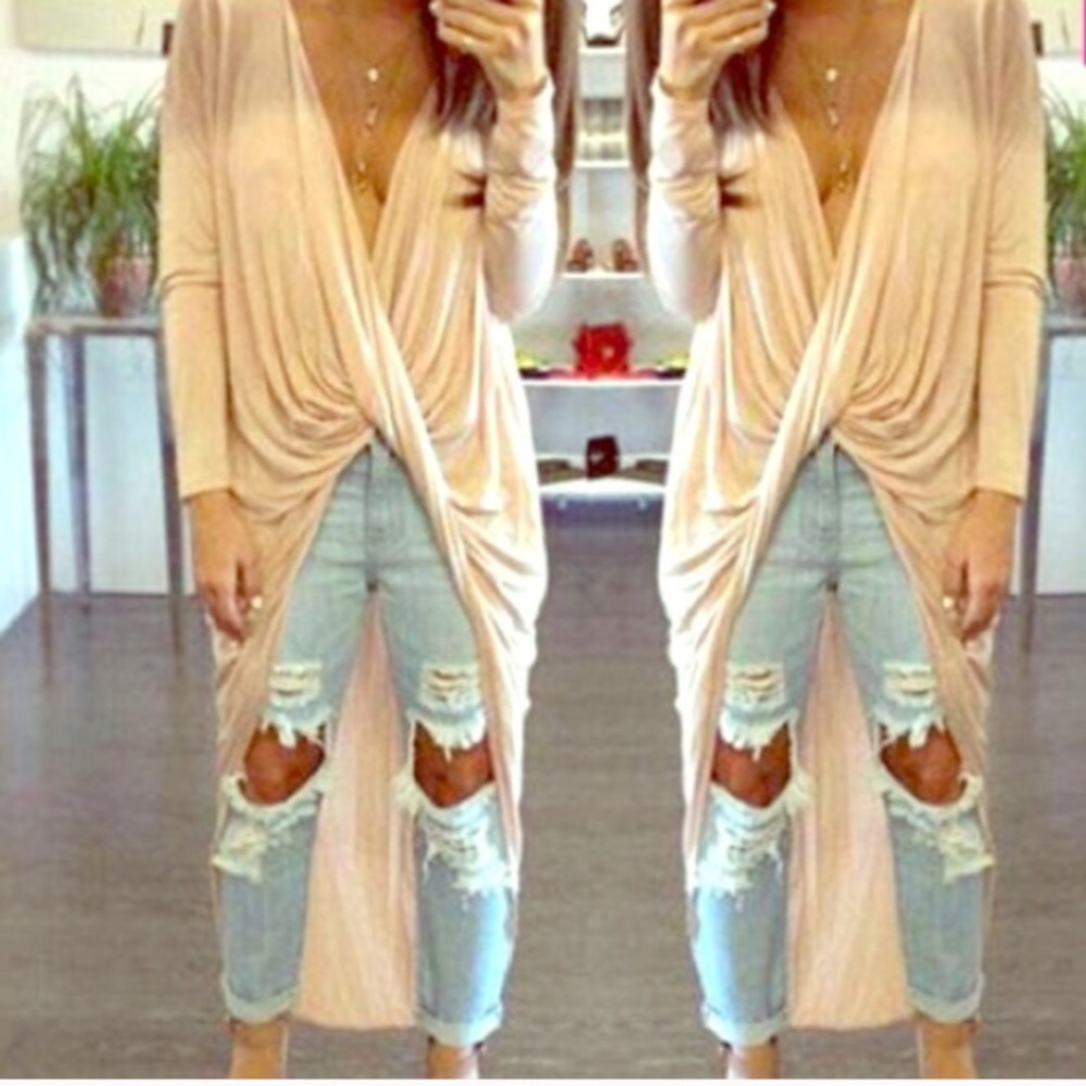 Sexy plunging neck tunic