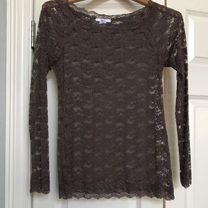 Bar III Lace Fitted Top Sz M