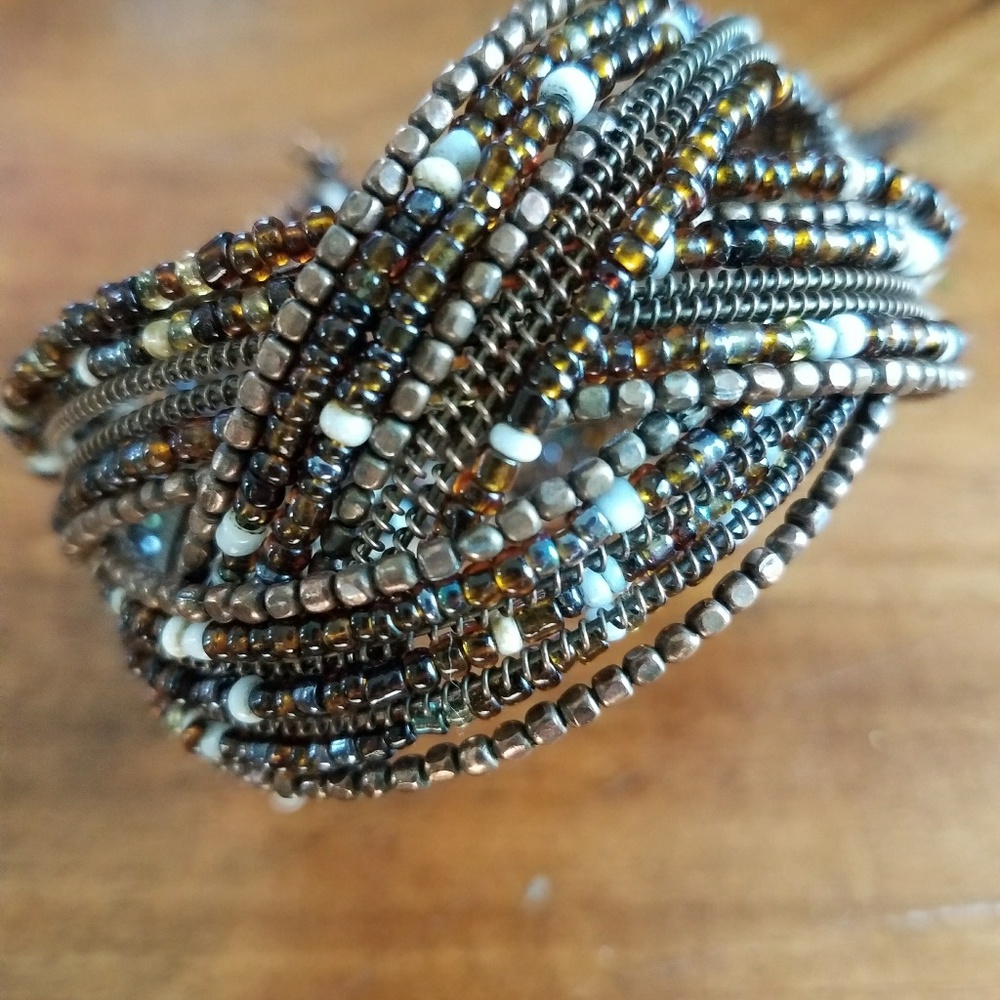 Braided and beaded cuff