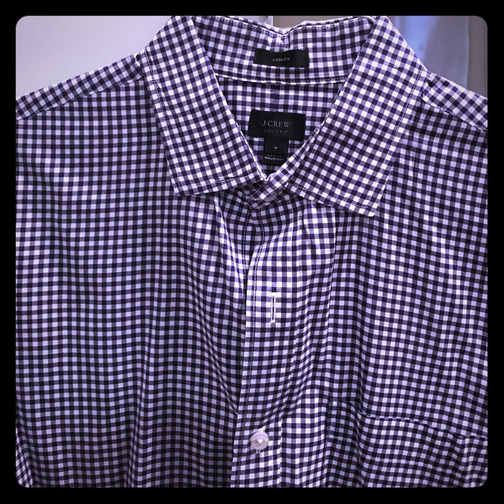 J Crew Purple Gingham Ludlow Dress Shirt size M