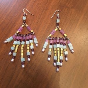 Lavender and mint drop earrings