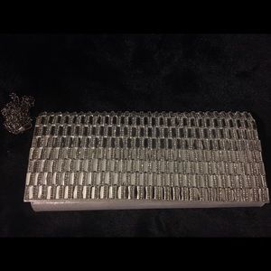 Silver crystal clutch