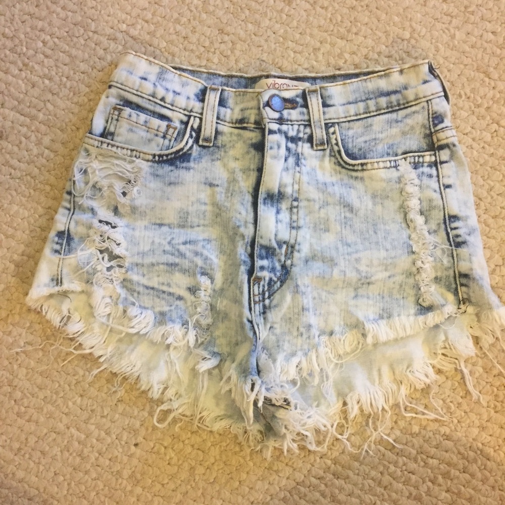 Acid wash denim shorts
