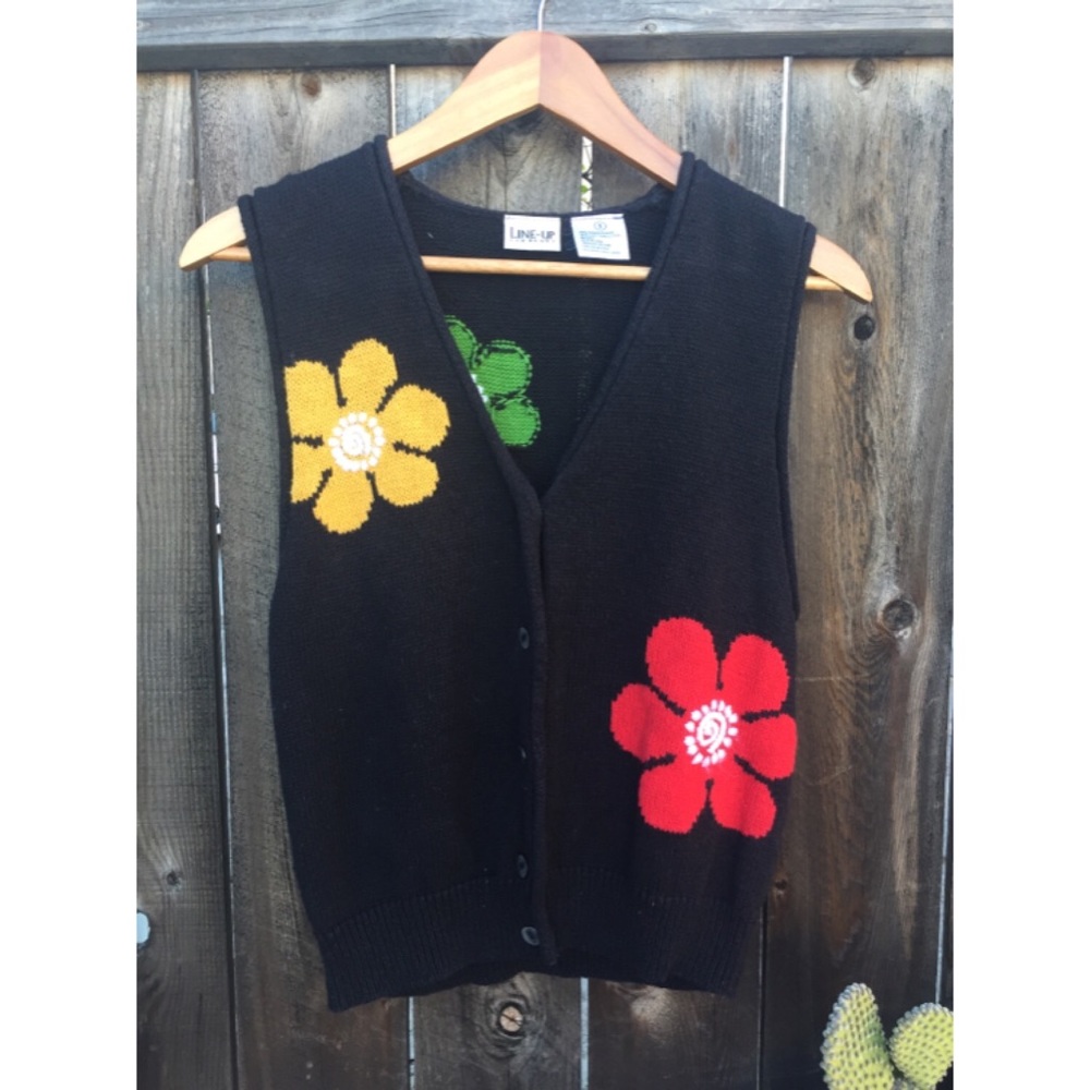 VTG 80s Navy Floral Vest SZ S