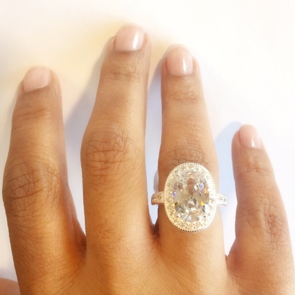 🆕925 Stamped Sterling Ring Cubic Zirconia Stone