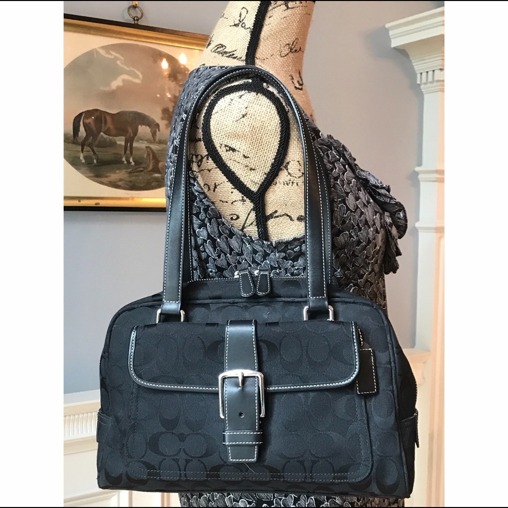 Gently Used Black Coach Monogram Satchel