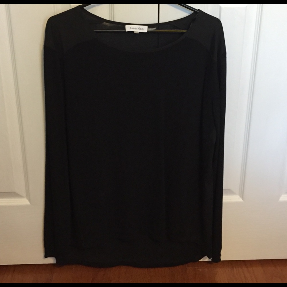 Calvin Klein Sweater in Black with Satin Detail