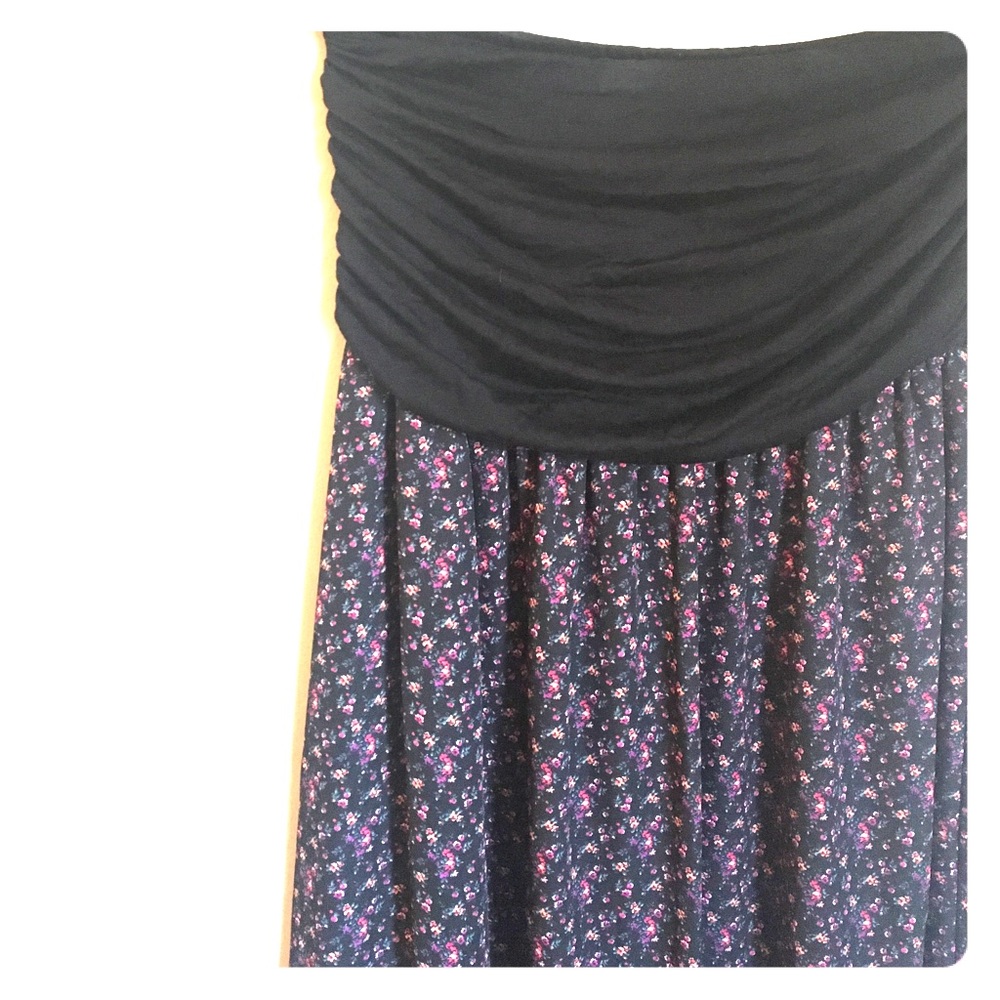 Strapless floral full length dress