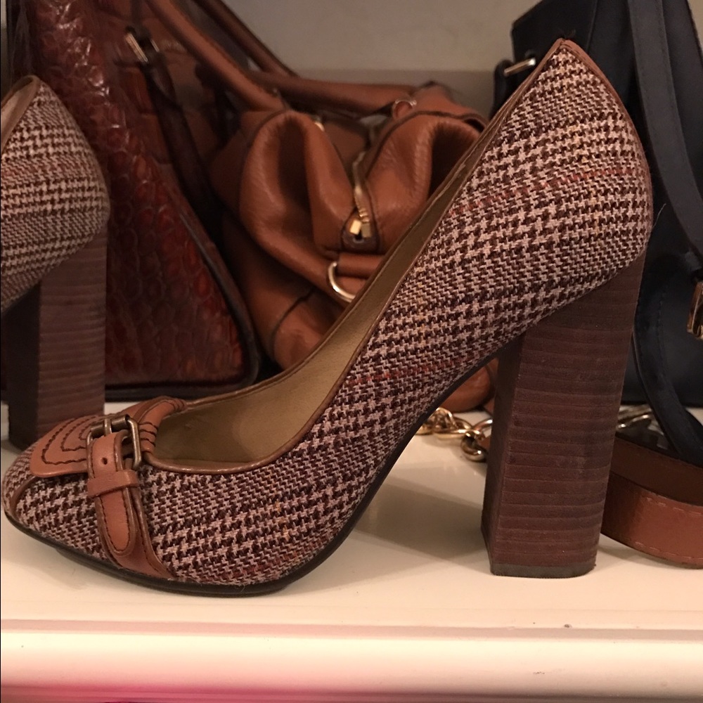 Levity Tweed Block Heeled Pumps Sz 6.5