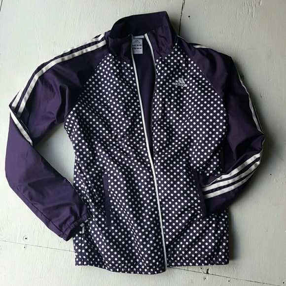 Adidas Jackets & Blazers - Adidas purple polka dot Clima Proof jacket