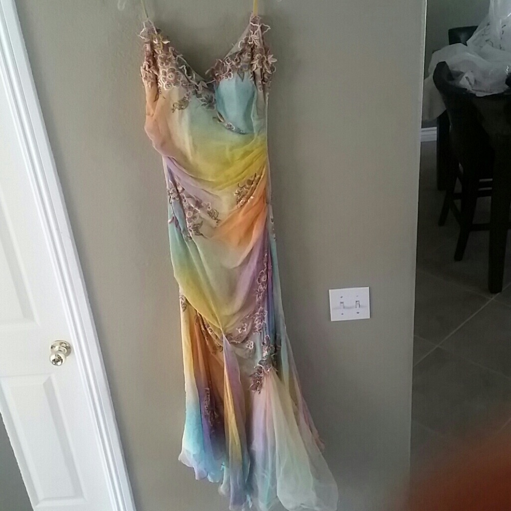 100% silk long formal dress