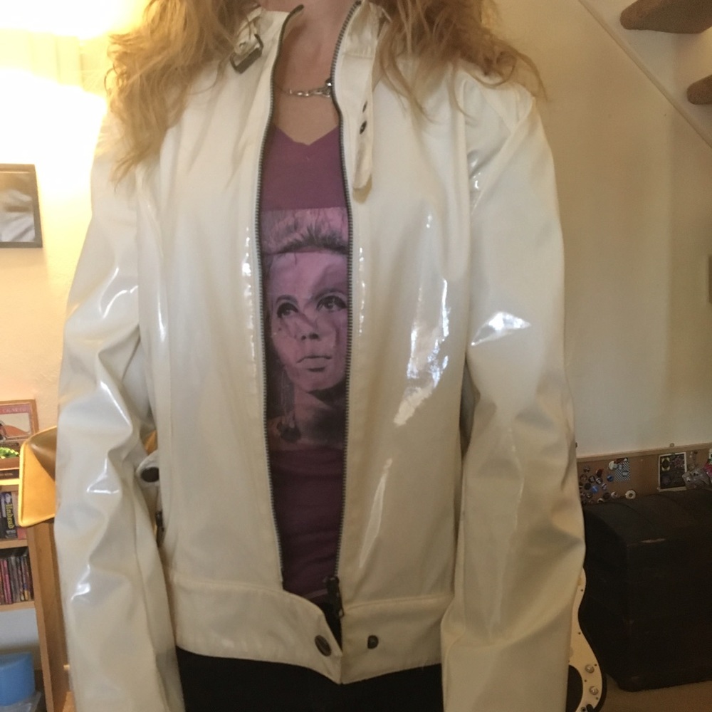 White vinyl Moto Jacket