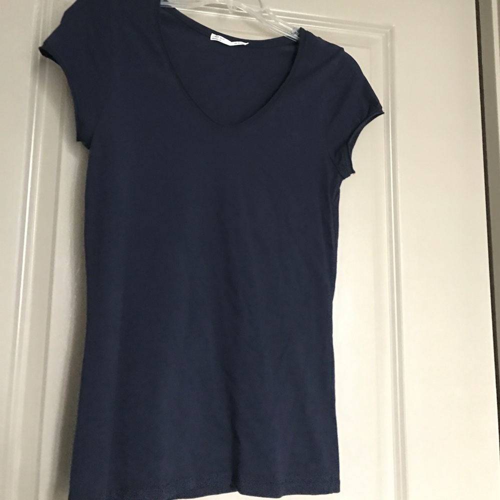 Zara rolled edge organic cotton Vneck tee