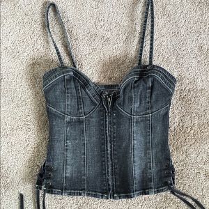 Guess brand Black jean spaghetti corsets top
