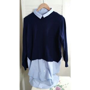 Hi-low oxford shirt/sweater combo