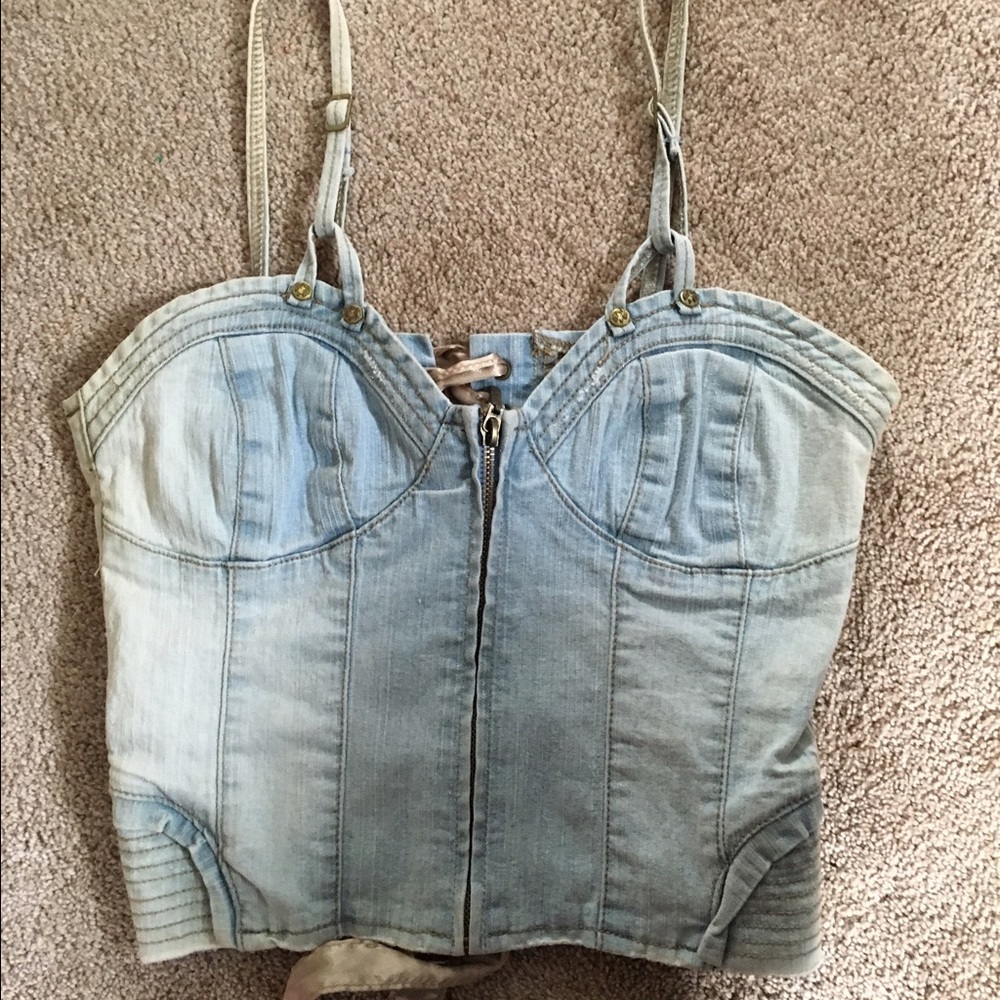 Jean corset spaghetti top