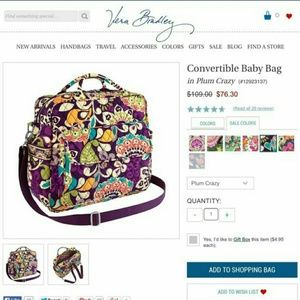 Vera Bradley diaper bag