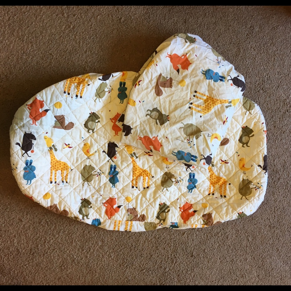 Land of Nod crib sheet and changing pad cover