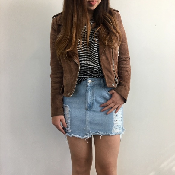 Distressed Denim Mini Skirt - Picture 2 of 8