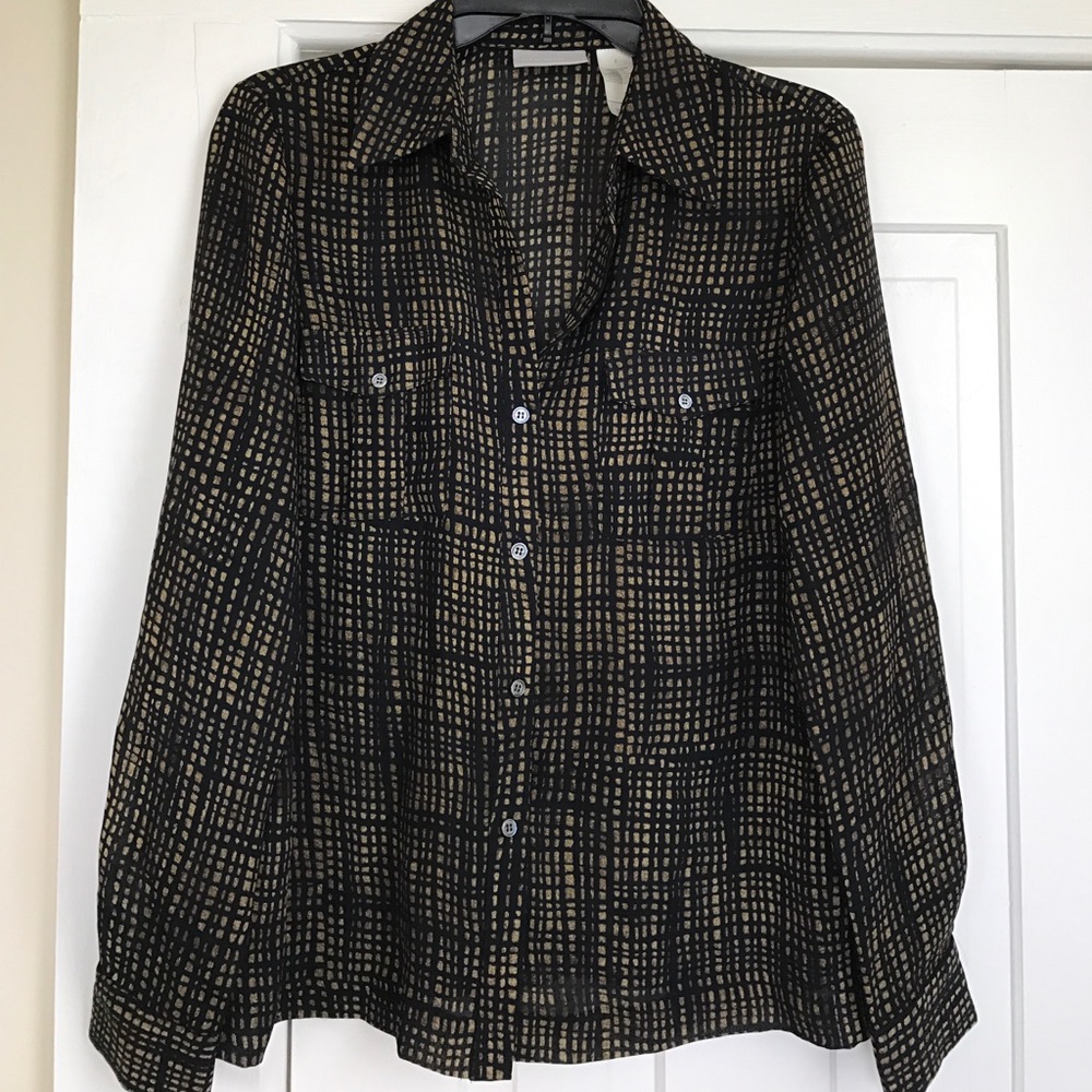 🌹Liz Claiborne Black and Tan blouse - Picture 1 of 5