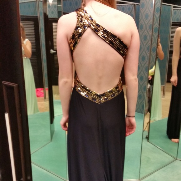 Dark navy blue prom dress - Picture 2 of 4