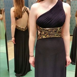 Dark navy blue prom dress