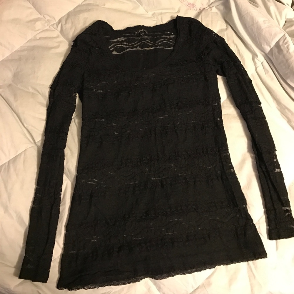 Express lacey long sleeve top