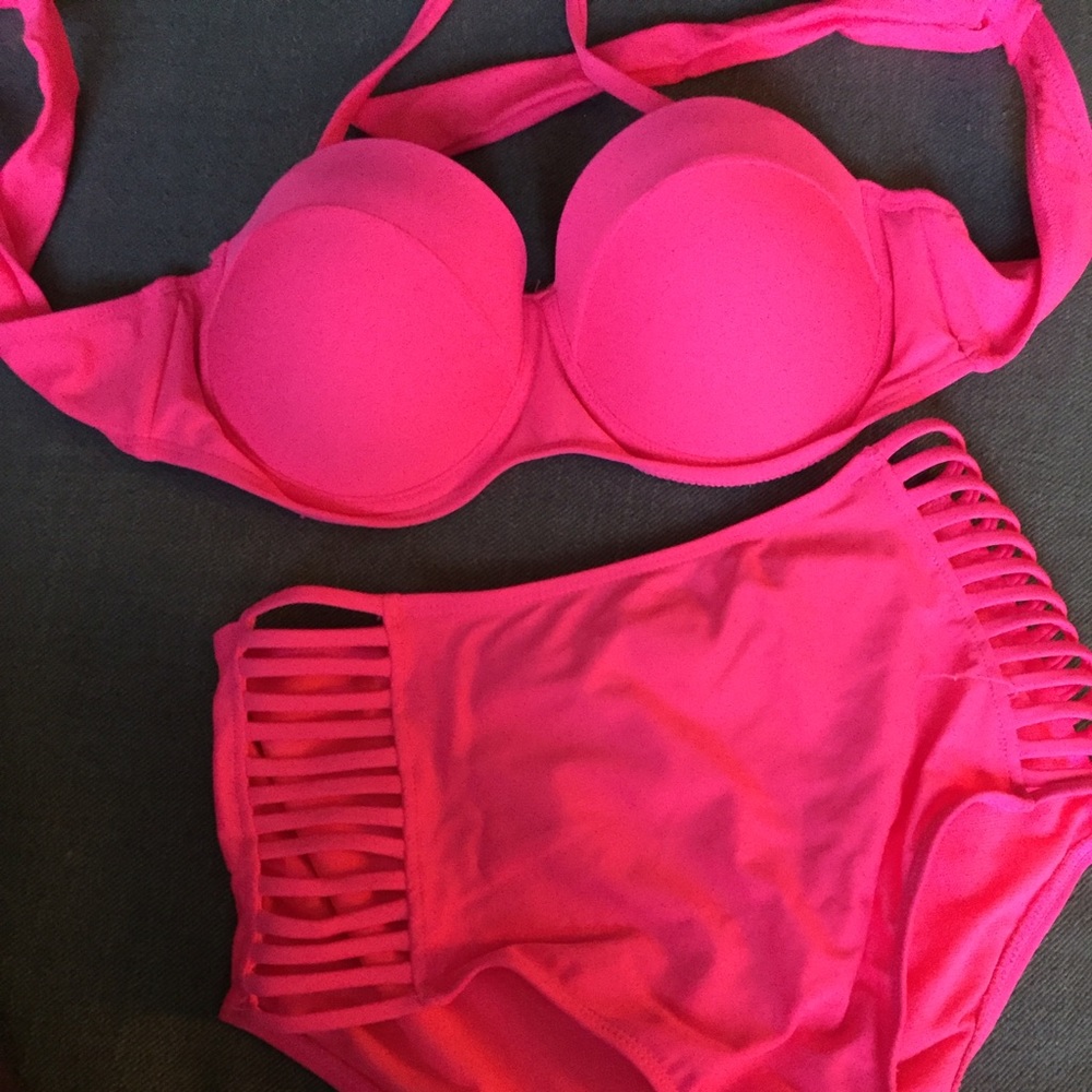 Hot Pink High Waisted Bikini 👙